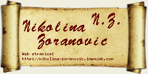 Nikolina Zoranović vizit kartica